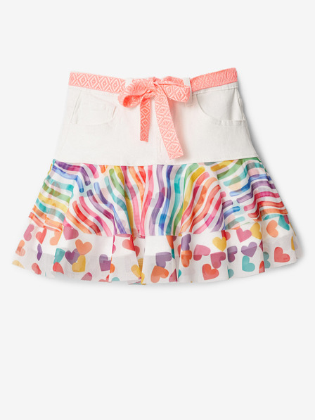 Desigual Fehér, mintás lányszoknya övvel Desigual Suiza
