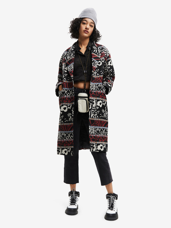 Desigual Fekete női mintás kabát Desigual Dev