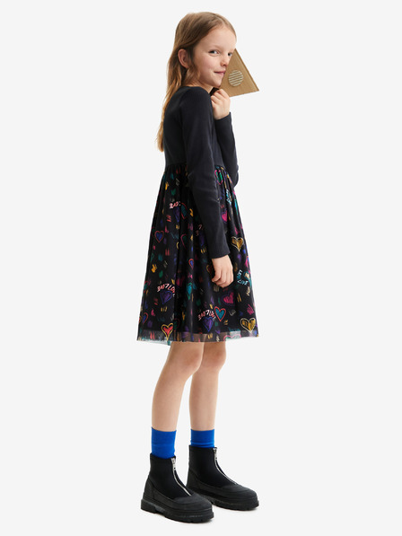 Desigual Fekete lányok mintás ruhája Desigual Casia