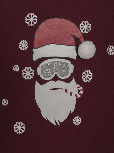 CAMAIEU Burgundia színű, karácsonyi motívumokkal díszített lány póló CAMAIEU