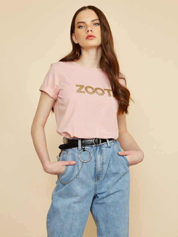 ZOOT.lab Világos rózsaszín női póló ZOOT.lab Lucy nyomtatással