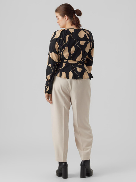 Vero Moda Curve Bézs-fekete női mintás blúz nyakkendővel VERO MODA CURVE Lydia Lydia