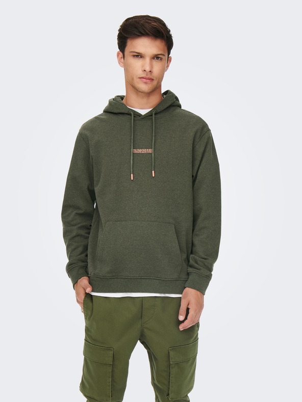 ONLY & SONS Khaki színű kapucnis pulóver ONLY & SONS Elon