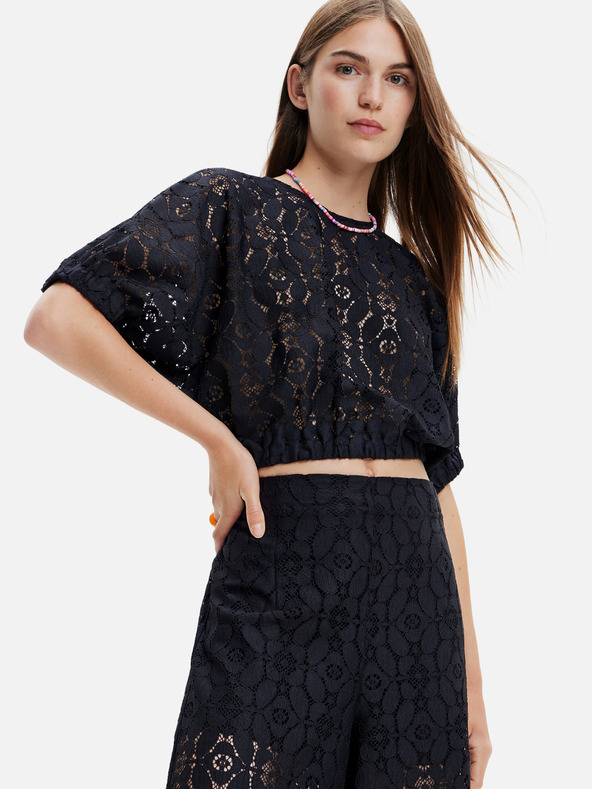 Desigual Fekete női csipke felső Desigual Lucca