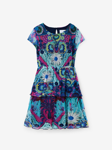 Desigual Rózsaszín és türkiz lány mintás ruha Desigual Caleido