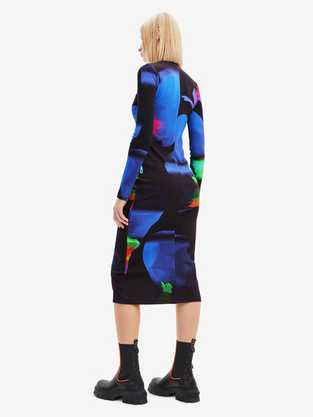 Desigual Kék-fekete női Desigual hologram mintás hüvelyruha - Lacroix