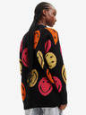 Desigual Fekete női Desigual Smiley mintás túlméretezett pulóver
