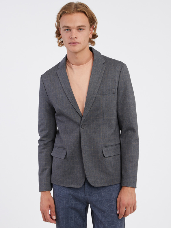 ONLY & SONS Sötétszürke férfi kockás kabát ONLY & SONS Mark