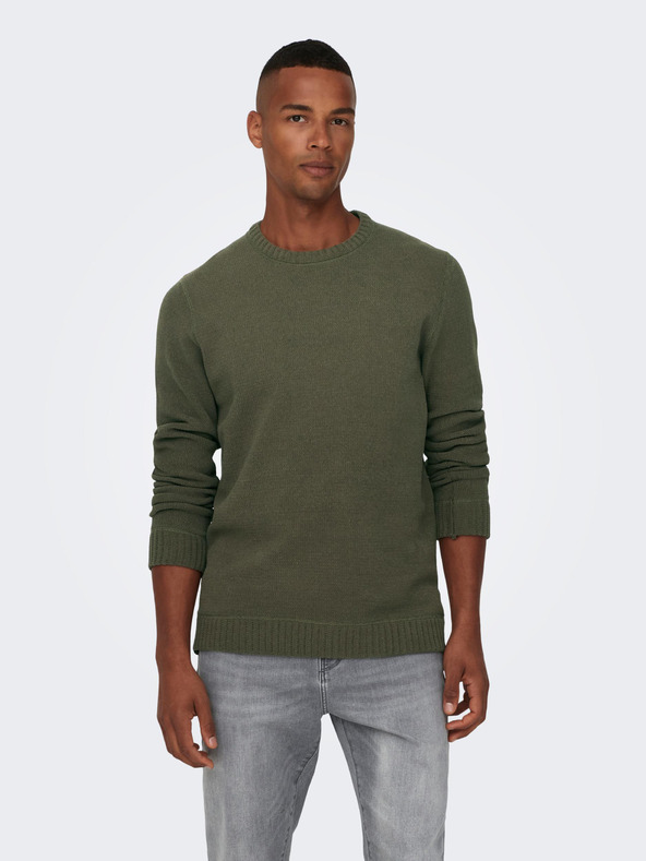 ONLY & SONS Khaki színű férfi ONLY & SONS Ese pulóver