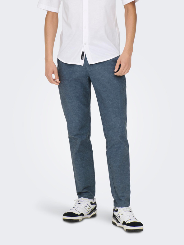 ONLY & SONS Kék férfi chino nadrág vászonnal ONLY & SONS Mark