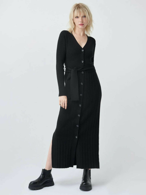 Salsa Jeans Fekete női hosszú sztreccs kötött ruha Salsa Jeans
