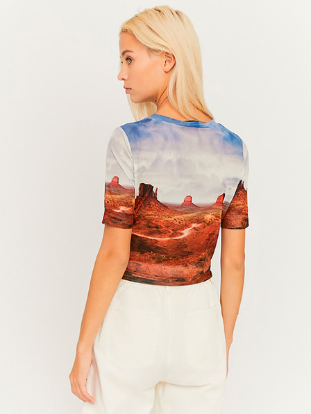 TALLY WEiJL Kék és barna színű, áttetsző crop top TALLY WEiJL