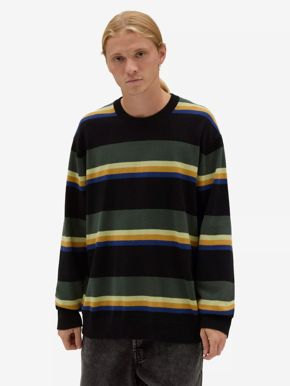 Vans Tacuba Stripe Crew Pulóver Fekete akciós termékkép 1