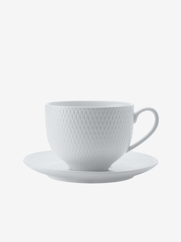 Maxwell & Williams Fehér porcelán Diamonds 220 ml-es Maxwell & Williams teáscsésze és csészealj.