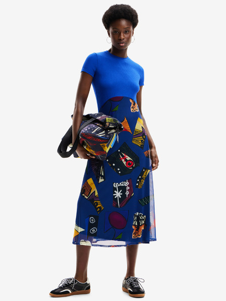 Desigual Kék női mintás midi ruha Desigual Lin Lacroix Desigual Lila Lacroix