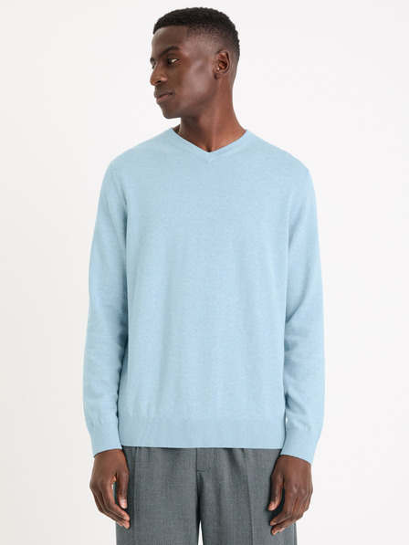 Celio Világoskék férfi basic pulóver Celio Decotonv