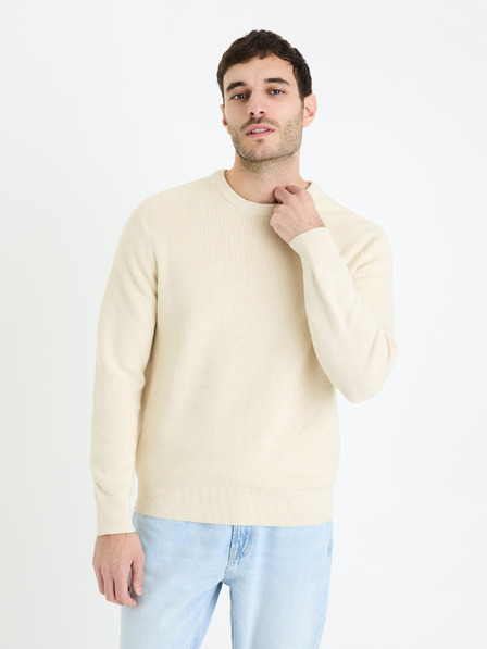 Celio Krémszínű férfi alap pulóver Celio Gexter