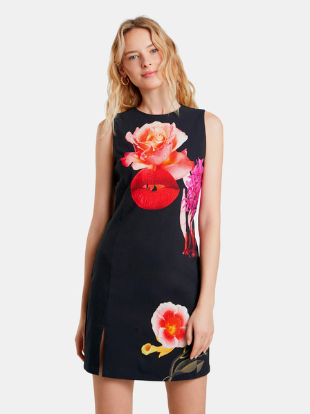 Desigual Sötétkék női virágos ujjatlan ruha Desigual ajkak Lips
