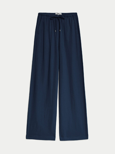 Marks & Spencer Marks & Spencer Sötétkék női széles szárú nadrág lenvászon keverékből készült nadrág