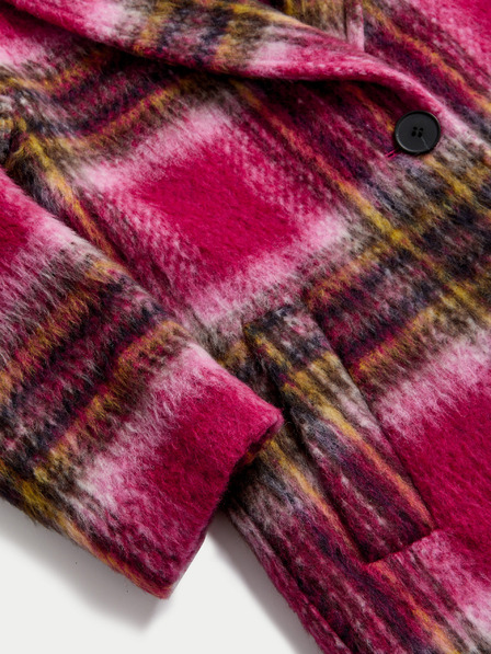 Marks & Spencer Marks & Spencer sötét rózsaszínű női gyapjúkeverék kockás kabát