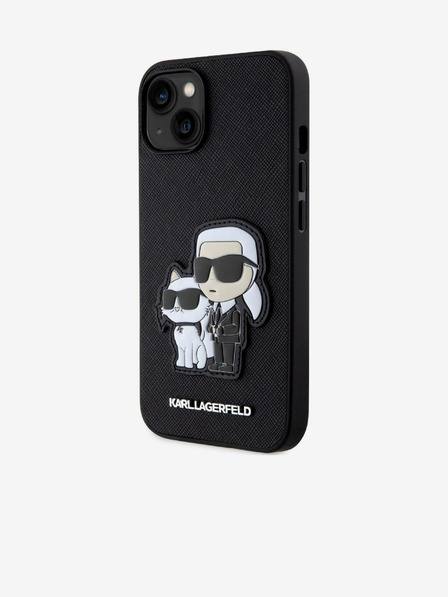 Karl Lagerfeld Karl Lagerfeld PU Saffiano Karl és Choupette Karl és Choupette NFT hátlapi borító iPhone 13 készülékhez Fekete