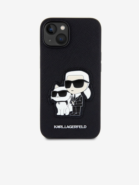 Karl Lagerfeld Karl Lagerfeld PU Saffiano Karl és Choupette Karl és Choupette NFT hátlapi borító iPhone 13 készülékhez Fekete