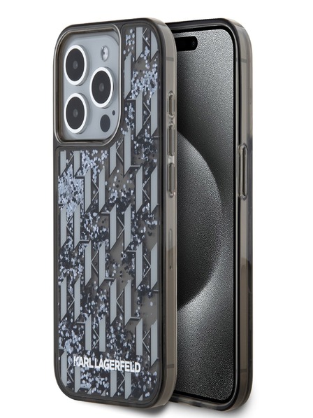Karl Lagerfeld Folyékony csillogó monogramos gradiens hátlap iPhone 15 Pro Max fekete Karl Lagerfeld fekete Karl Lagerfeld