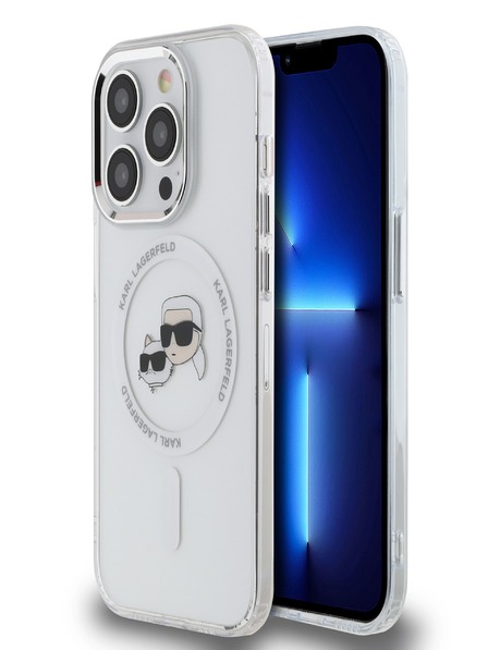 Karl Lagerfeld Karl Lagerfeld IML K&CH Heads fémkeretes MagSafe hátlap az iPhone 13 Pro készülékhez Átlátszó