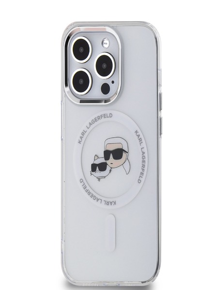 Karl Lagerfeld Karl Lagerfeld IML K&CH Heads fémkeretes MagSafe hátlap az iPhone 13 Pro készülékhez Átlátszó