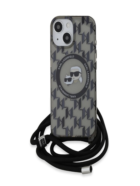 Karl Lagerfeld Karl Lagerfeld IML Monogram Kereszttest K&CH Heads MagSafe hátlap iPhone 15 készülékhez Fekete