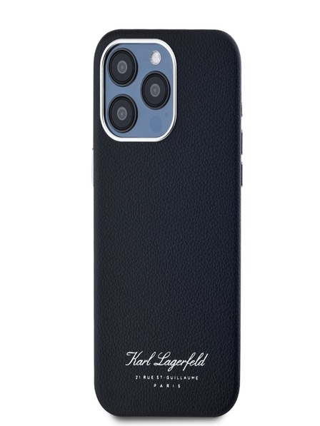 Karl Lagerfeld Szemcsés PU Hotel RSG hátlap az iPhone 15 Pro Max fekete Karl Lagerfeld fekete Karl Lagerfeld 15 Pro Max iPhone 15-hez