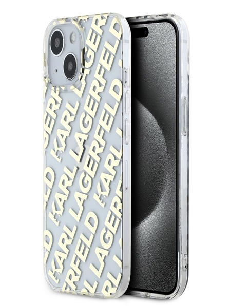 Karl Lagerfeld Karl Lagerfeld IML galvanizált, megismételt logóval ellátott hátlapi borító iPhone 15 aranyhoz