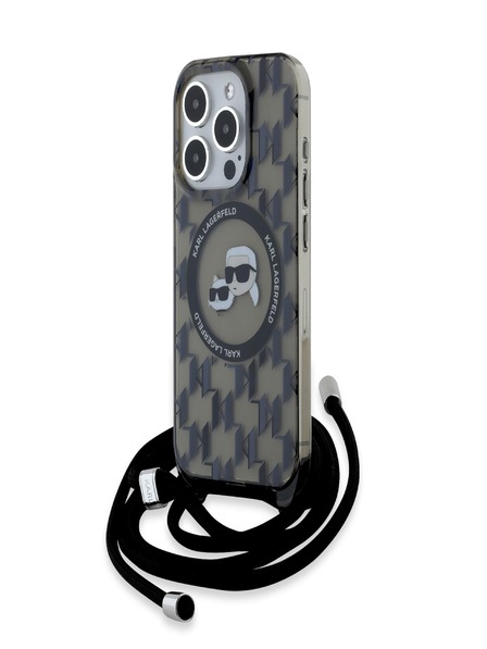 Karl Lagerfeld Karl Lagerfeld IML Monogram Kereszttest K&CH Heads MagSafe hátlap iPhone 15 Pro-hoz Fekete