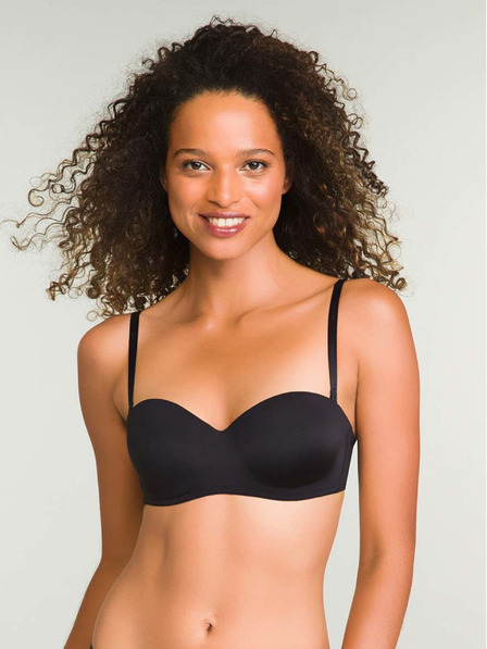 DIM Fekete női Dim WIREFREE STRAPLESS melltartó