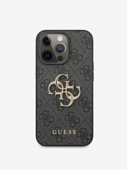 Guess PU 4G Metal Logo Zadní Kryt pro iPhone 13 Pro Grey Telefontok