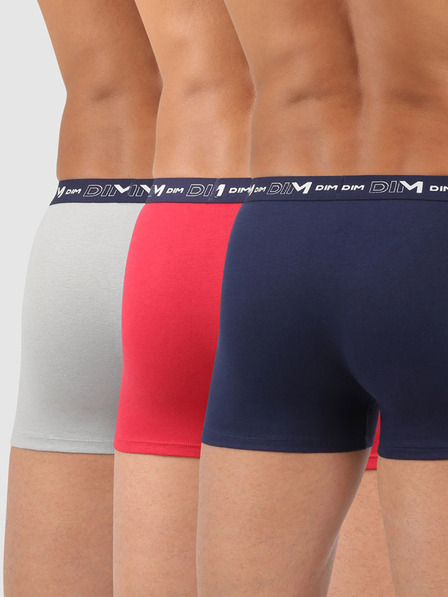 DIM Három darabos férfi boxeralsó készlet sötétkék, piros és világosszürke színben Dim COTTON STRETCH BOXER