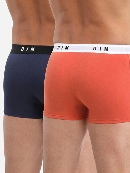 DIM Két darabos férfi boxeralsó készlet narancssárga és sötétkék színben Dim BOXER ORIGINAL 2x