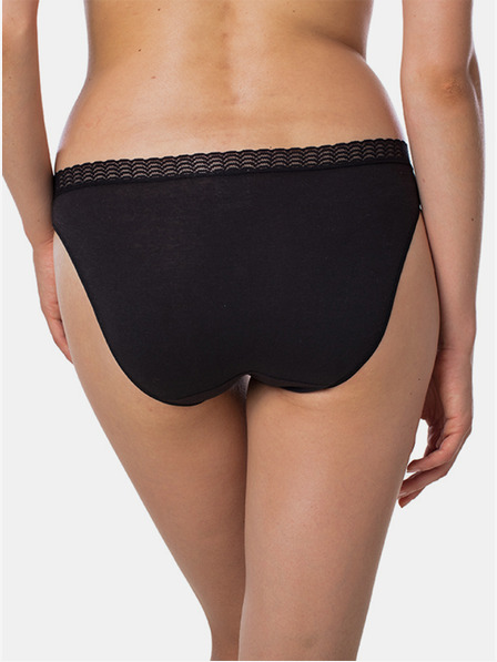 Bellinda Fekete női bugyi csipkés részletekkel Bellinda FANCY COTTON MINISLIP