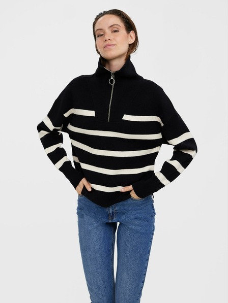 Vero Moda Krém és fekete csíkos pulóver VERO MODA Saba Saba