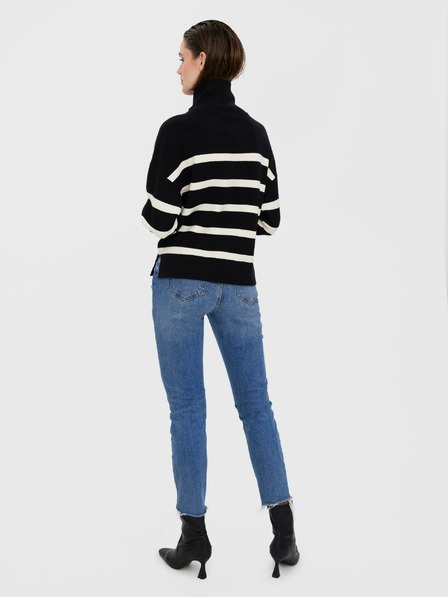 Vero Moda Krém és fekete csíkos pulóver VERO MODA Saba Saba